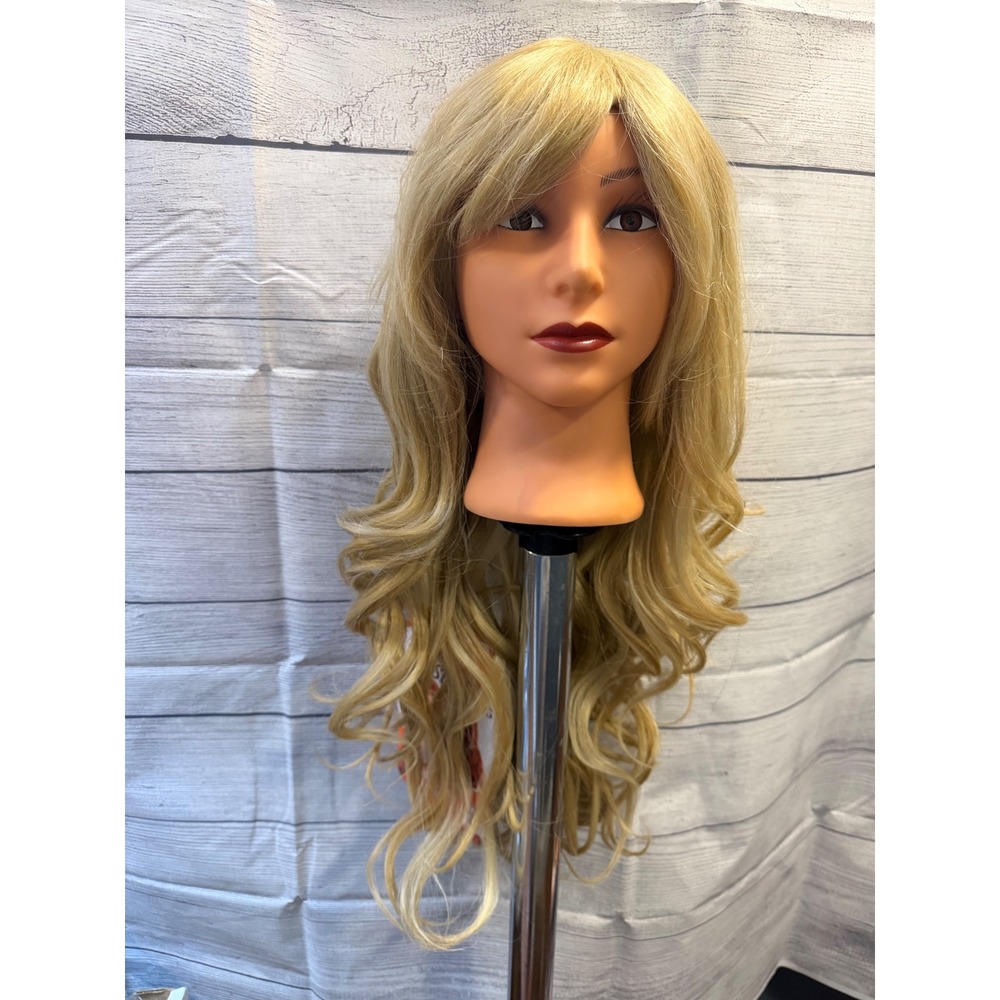 Honey blonde curly synthetic wig